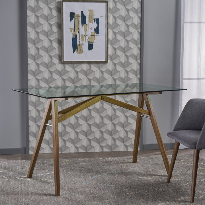 Christopher Knight Home Camila Mid-Century Tempered Glass Desk with Acacia - Diamond Home USA
