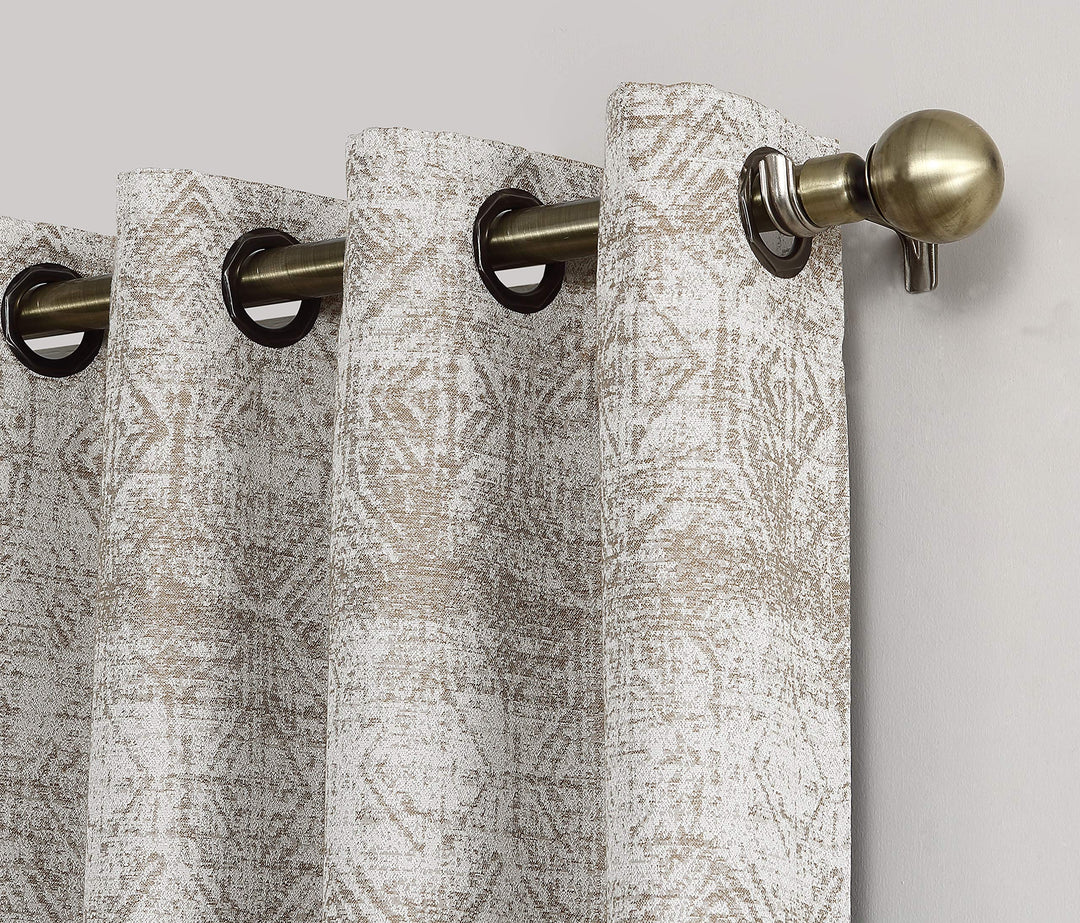 Sun Zero Darren Distressed Woven Jacquard Blackout Grommet Curtain Panel 50" x 84 Inches - Camel - Diamond Home USA