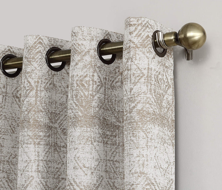 Sun Zero Darren Distressed Woven Jacquard Blackout Grommet Curtain Panel 50" x 84 Inches - Camel - Diamond Home USA