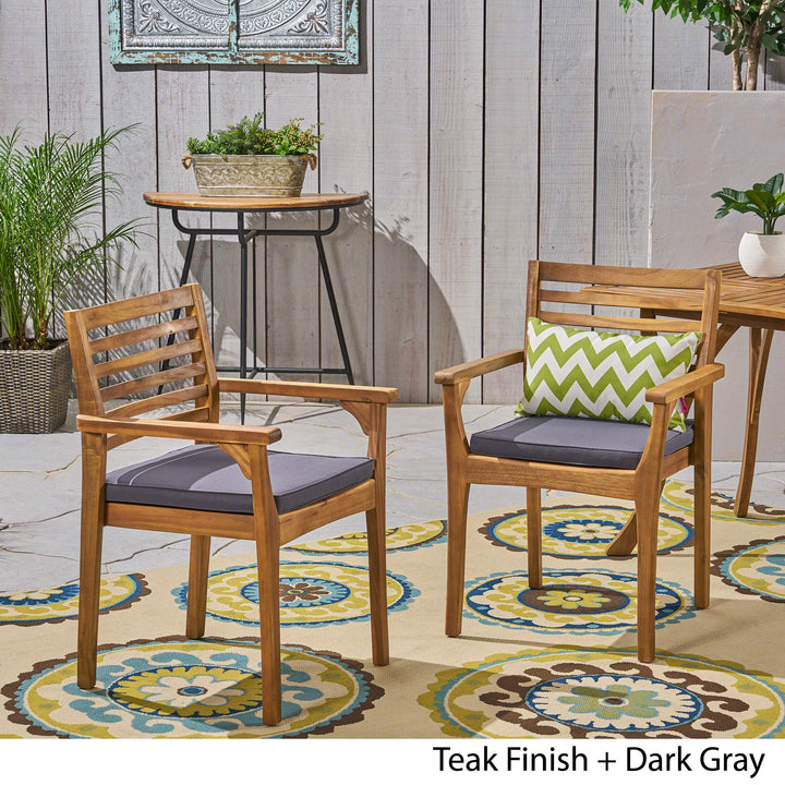 Christopher Knight Home Patio Dining Chairs Teak Finish + Dark Gray - Diamond Home USA