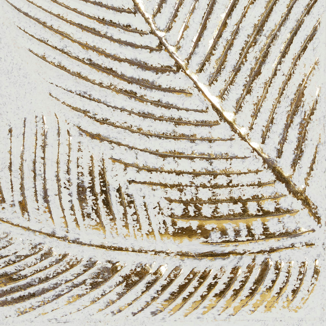 Rectangular Gold and White Palm Leaf Metal Wall 23" X 30.5" Multi Color - Diamond Home USA