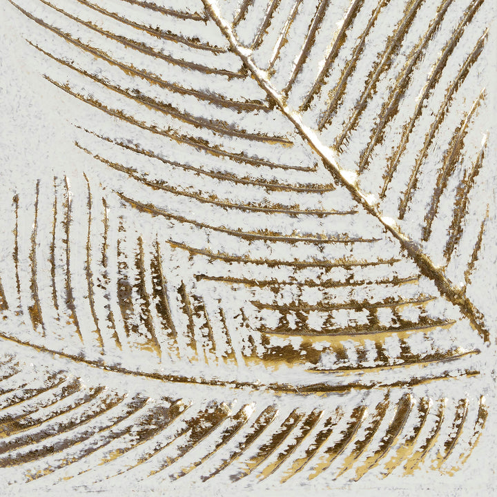 Rectangular Gold and White Palm Leaf Metal Wall 23" X 30.5" Multi Color - Diamond Home USA