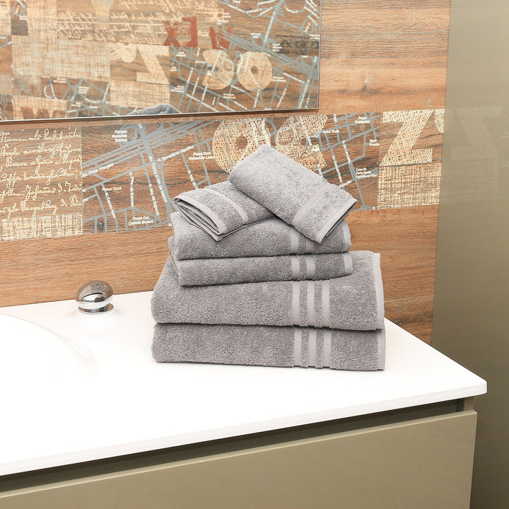 Linum Home Textiles 100% Turkish Cotton Denzi 6 Piece Combo Towel Set Dark Grey - Diamond Home USA