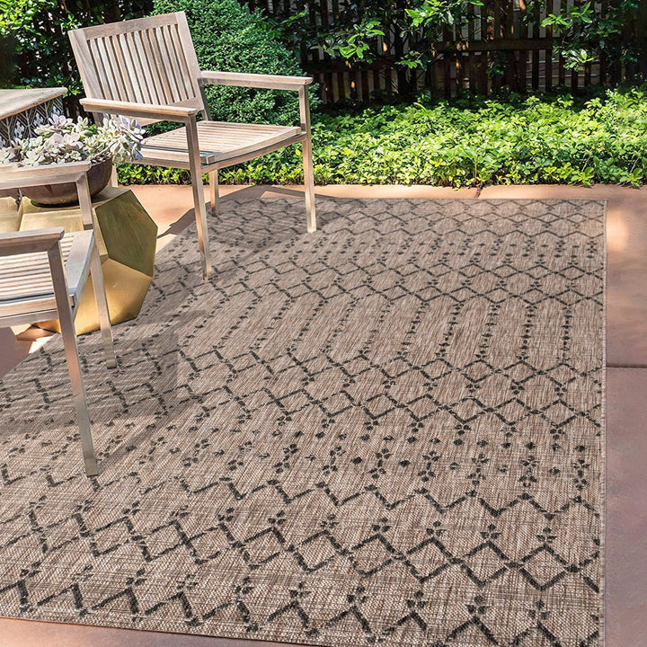 JONATHAN Y SMB108D-9 Ourika Moroccan Geometric Textured Weave Indoor Outdoor 9 X 12 - Natural/Black