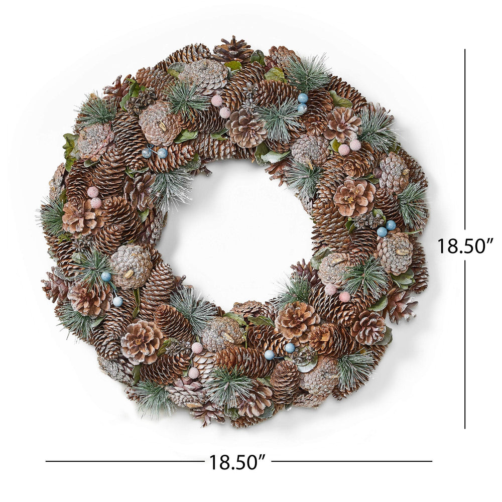 Modern 18.5" Pine Cone and Glitter Artificial Christmas Wreath Natural White - Diamond Home USA