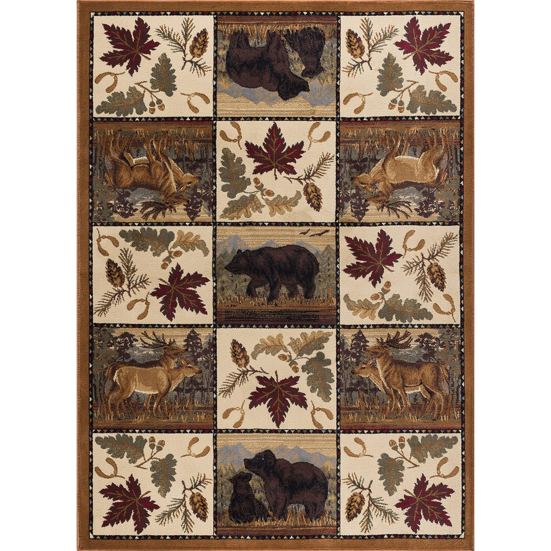 Alise Rugs Natural Lodge Novelty Graphic Indoor Area Rug Beige 7'10'' x 10'3'' - Diamond Home USA
