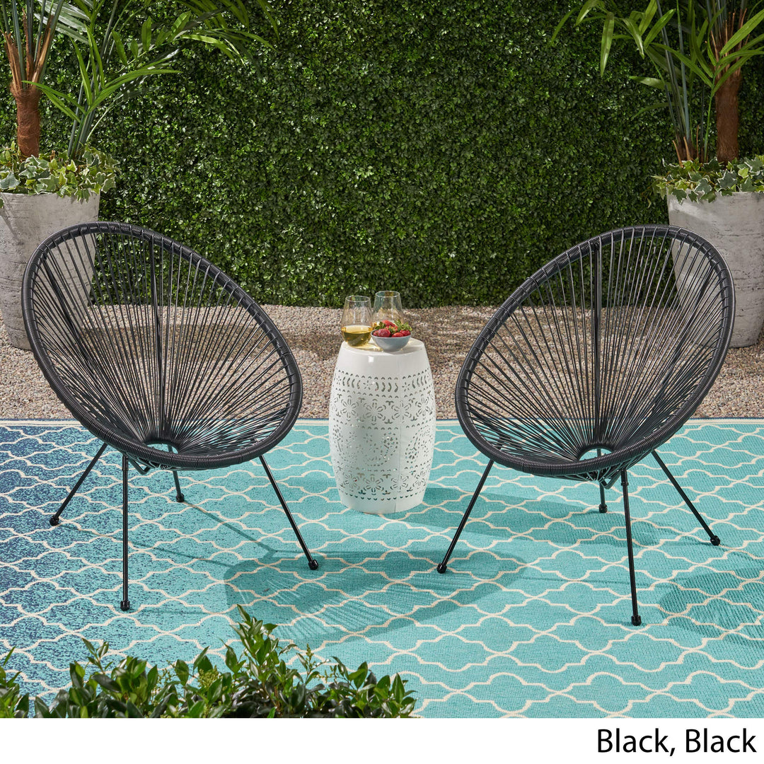 Anson Outdoor Steel Chairs w/ Hammock Rattan Seating (Set of 2) by Christopher Knight Home
