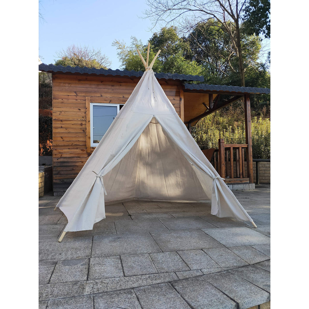 8 Ft Super Large 5pole Teepee Tent for Indoor and Outdoor 5pole8feet White - Diamond Home USA