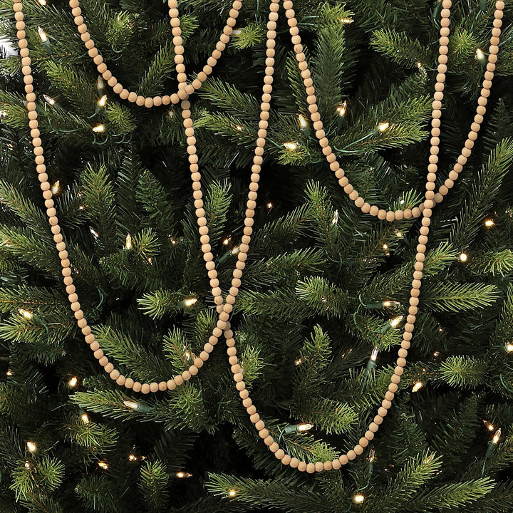72" Solid Wood Bead Garland Set of 2 Ivory 72-inch Un-lit