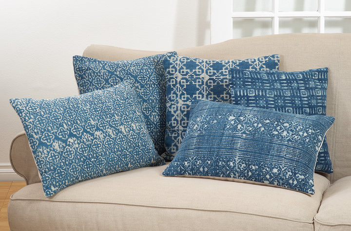 SARO LIFESTYLE Moravia Collection Distressed Bohemian Throw Pillow 18" Indigo - Diamond Home USA