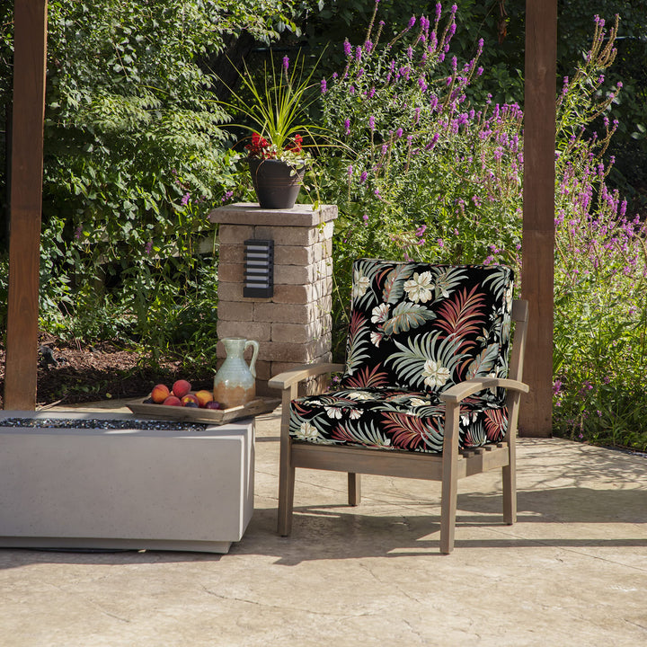 Arden Selections Outdoor Plush Classic Tufted Blowfill Deep Seat Set 24 x 24 Black Simone Tropical - Diamond Home USA