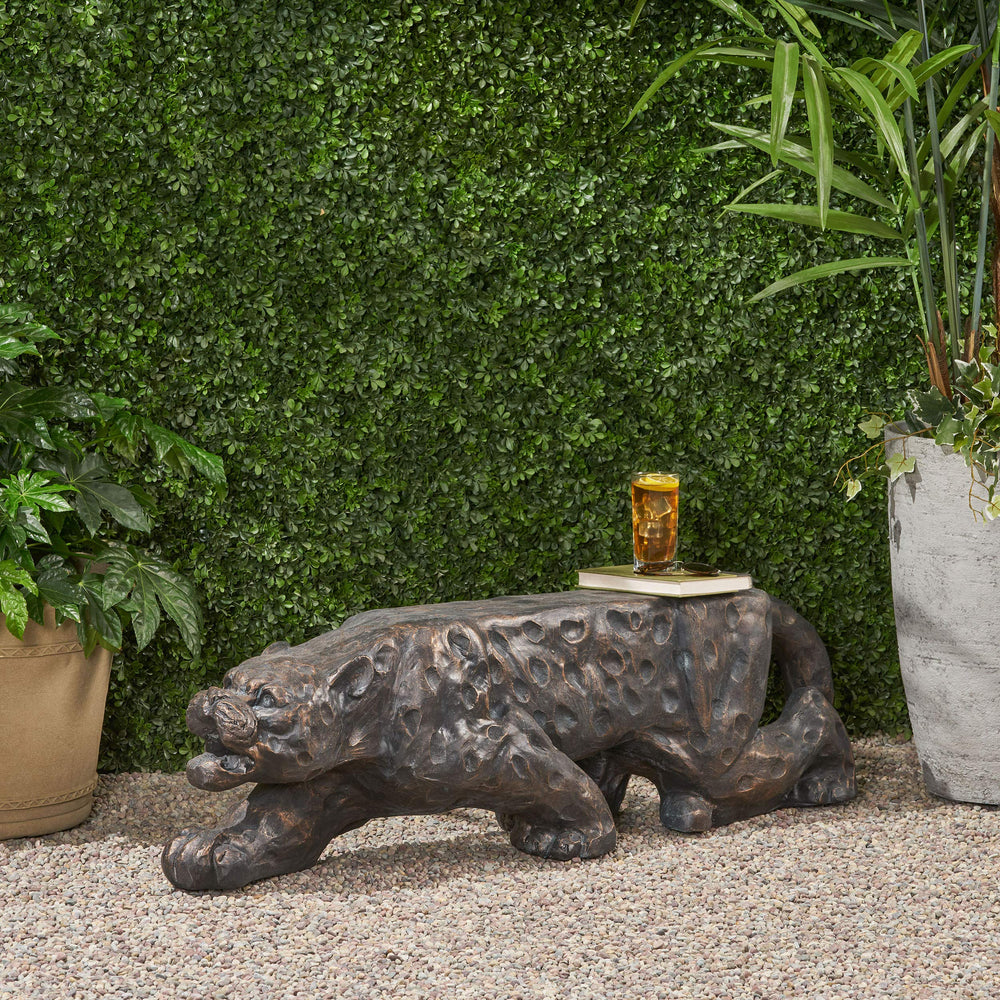 Christopher Knight Home Emersyn Outdoor Leopard Shaped ncrete Bench Antique - Diamond Home USA