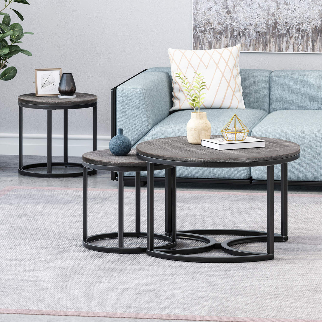 Christopher Knight Home Roberta Coffee Table Set Gray Pewter - Diamond Home USA