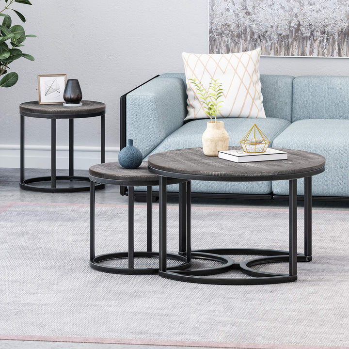 Christopher Knight Home Roberta Coffee Table Set Gray Pewter - Diamond Home USA