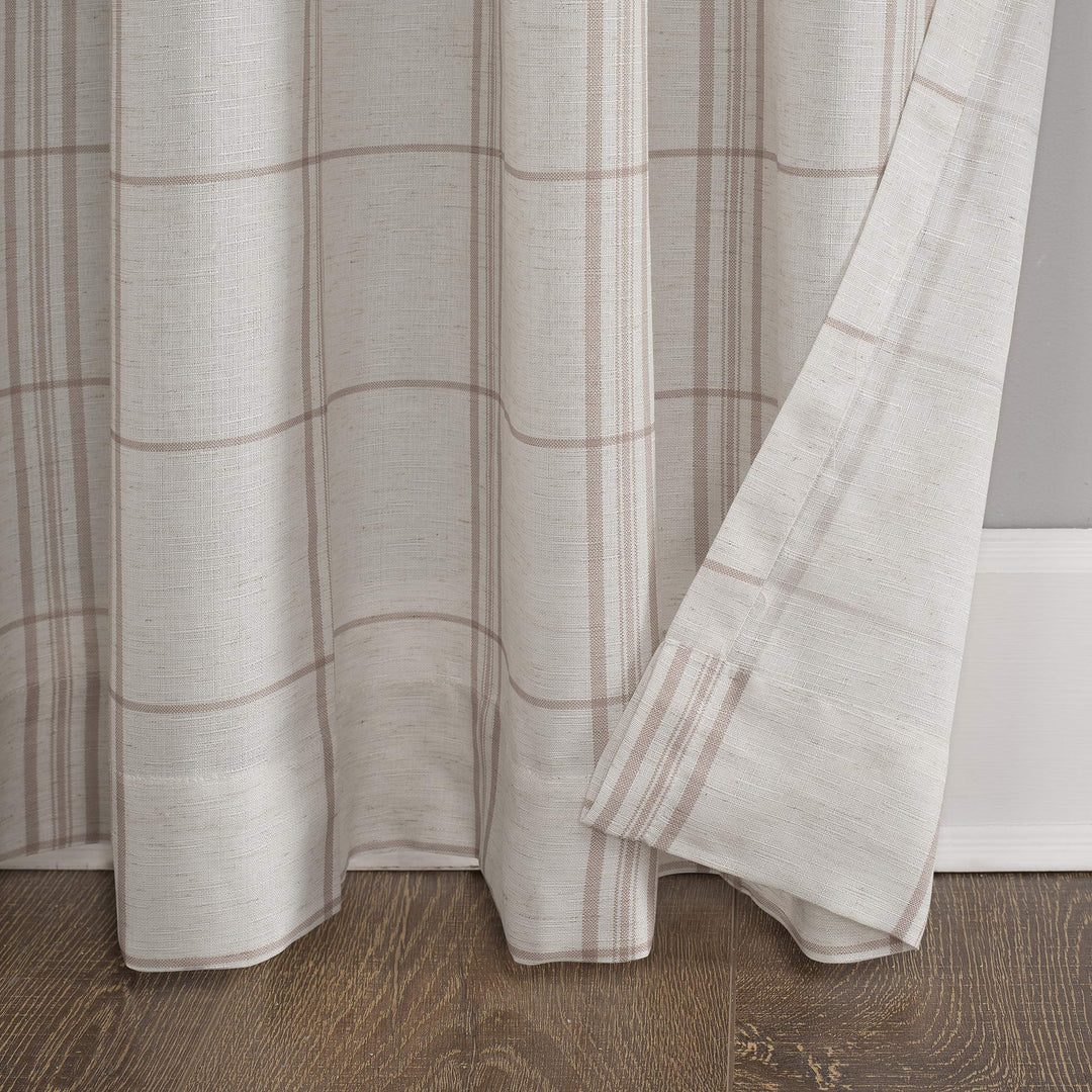 No. 918 Castille Farmhouse Plaid Linen Semi-Sheer Rod Pocket Curtain Panel 54" x - Diamond Home USA