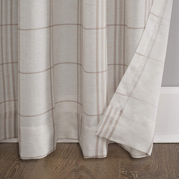 No. 918 Castille Farmhouse Plaid Linen Semi-Sheer Rod Pocket Curtain Panel 54" x - Diamond Home USA