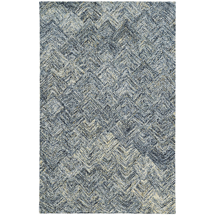 Pantone Universe Colorscape Handmade Loop Pile Faded Diamond Wool Rug 2'6" x 8' Runner - Charcoal/Blue - Diamond Home USA
