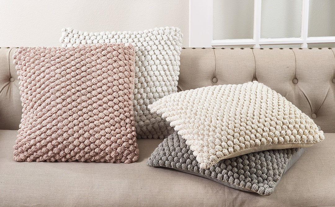 SARO LIFESTYLE Camargue Collection 3519.GY20S Crochet ompom Duck Filled Throw Grey - Diamond Home USA