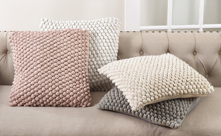SARO LIFESTYLE Camargue Collection 3519.GY20S Crochet ompom Duck Filled Throw Grey - Diamond Home USA