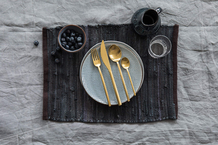 Mepra Due Ice Oro Serving Set - Brushed Golden Finish Dishwasher Safe Cutlery - Diamond Home USA