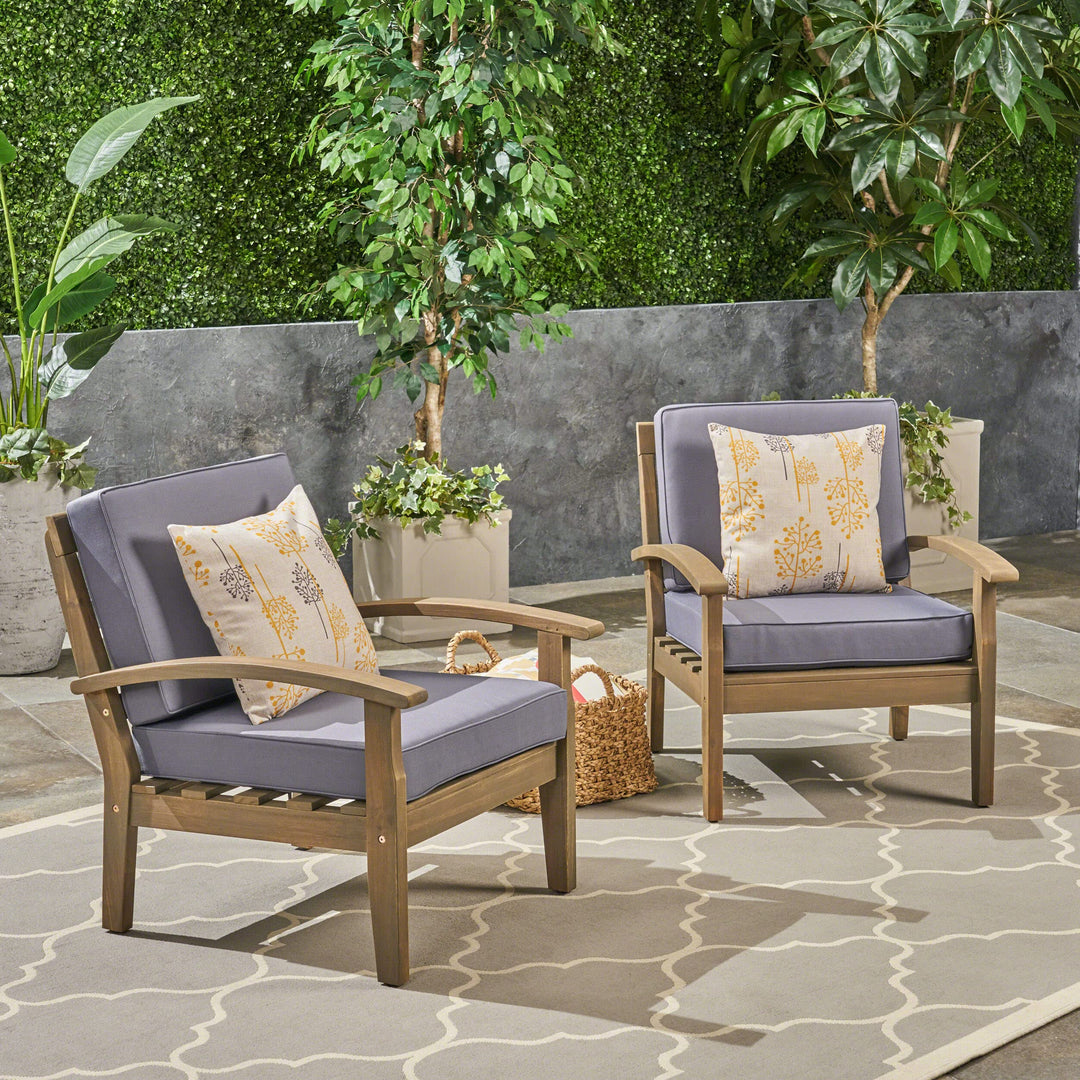 Christopher Knight Home Keanu Outdoor Wooden Club Chairs (Set of 2) ay/Dark - Diamond Home USA