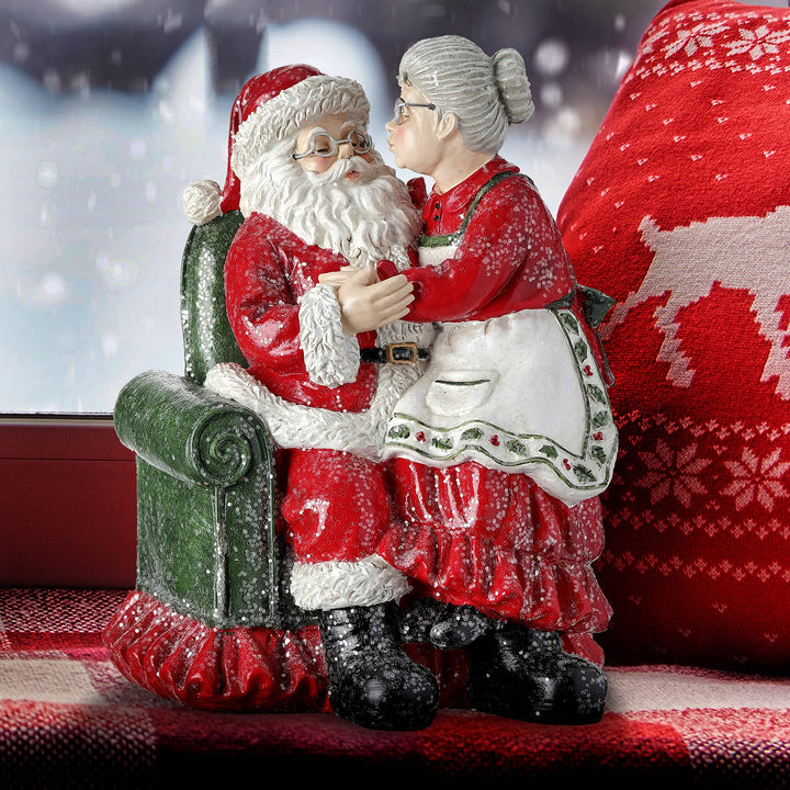 7.8" Resin Santa Mrs Claus in Chair Red