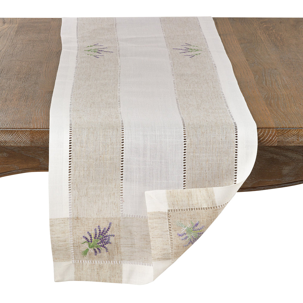 SARO LIFESTYLE Hommage Brodé Collection Table-Toppers 15" x 70" Ivory - Diamond Home USA