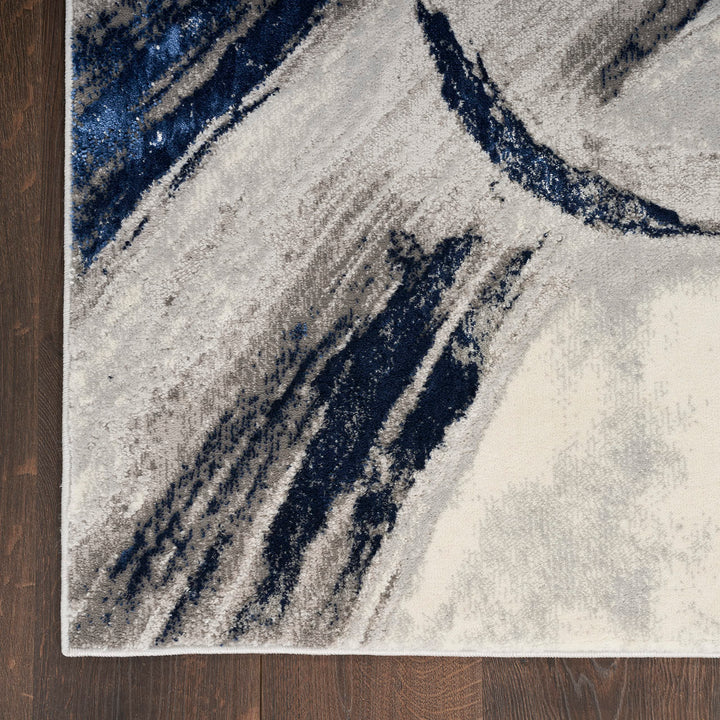 Inspire Me! Home Décor Brushstrokes Abstract Grey/Navy 9' x 12' Area-Rug - Diamond Home USA