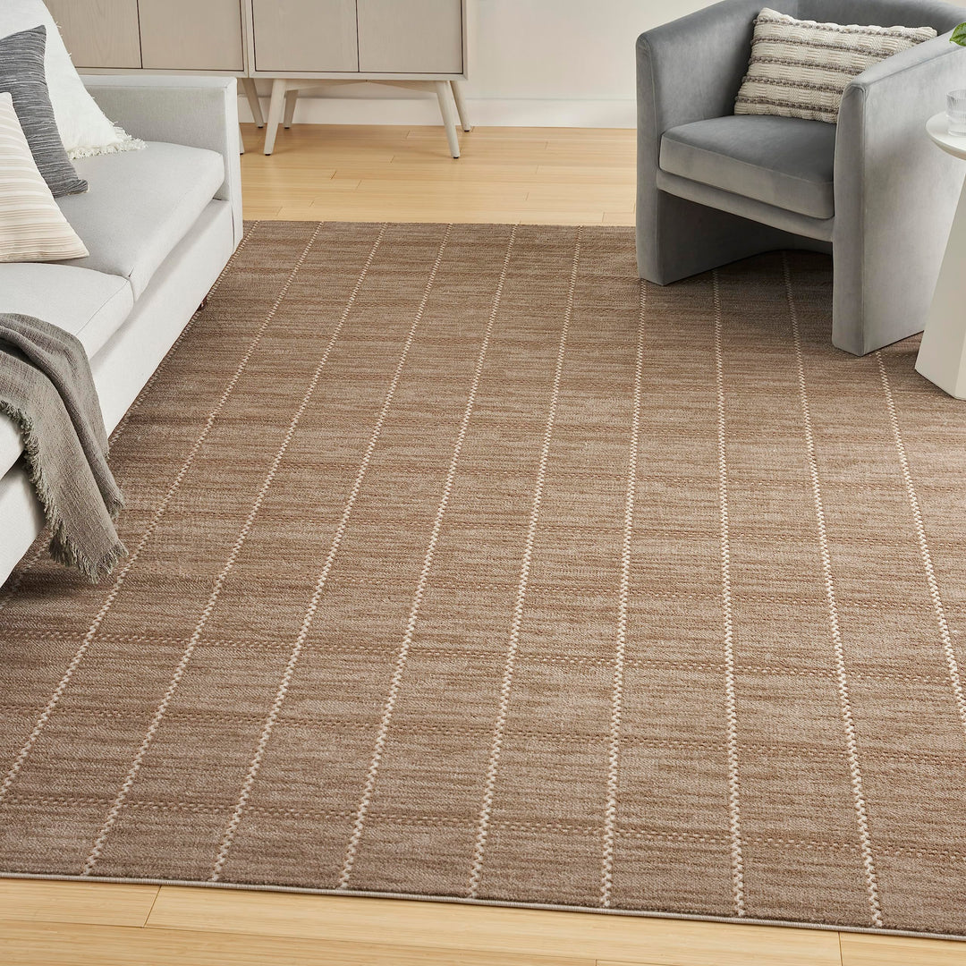 Nourison Serenity Home Geometric Mocha Ivory 7'10" x 9'10" Area -Rug Easy Mocha/Ivory - 7'10" x 9'10"