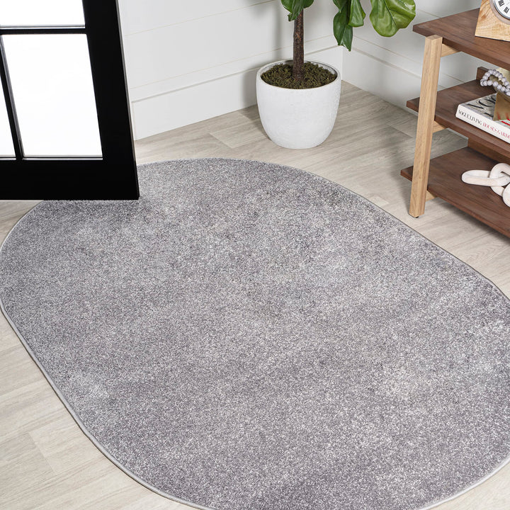 JONATHAN Y SEU100A-6OV Haze Solid Low-Pile Indoor Area Rug Coastal Bohemian 6 X 9 Oval - Gray