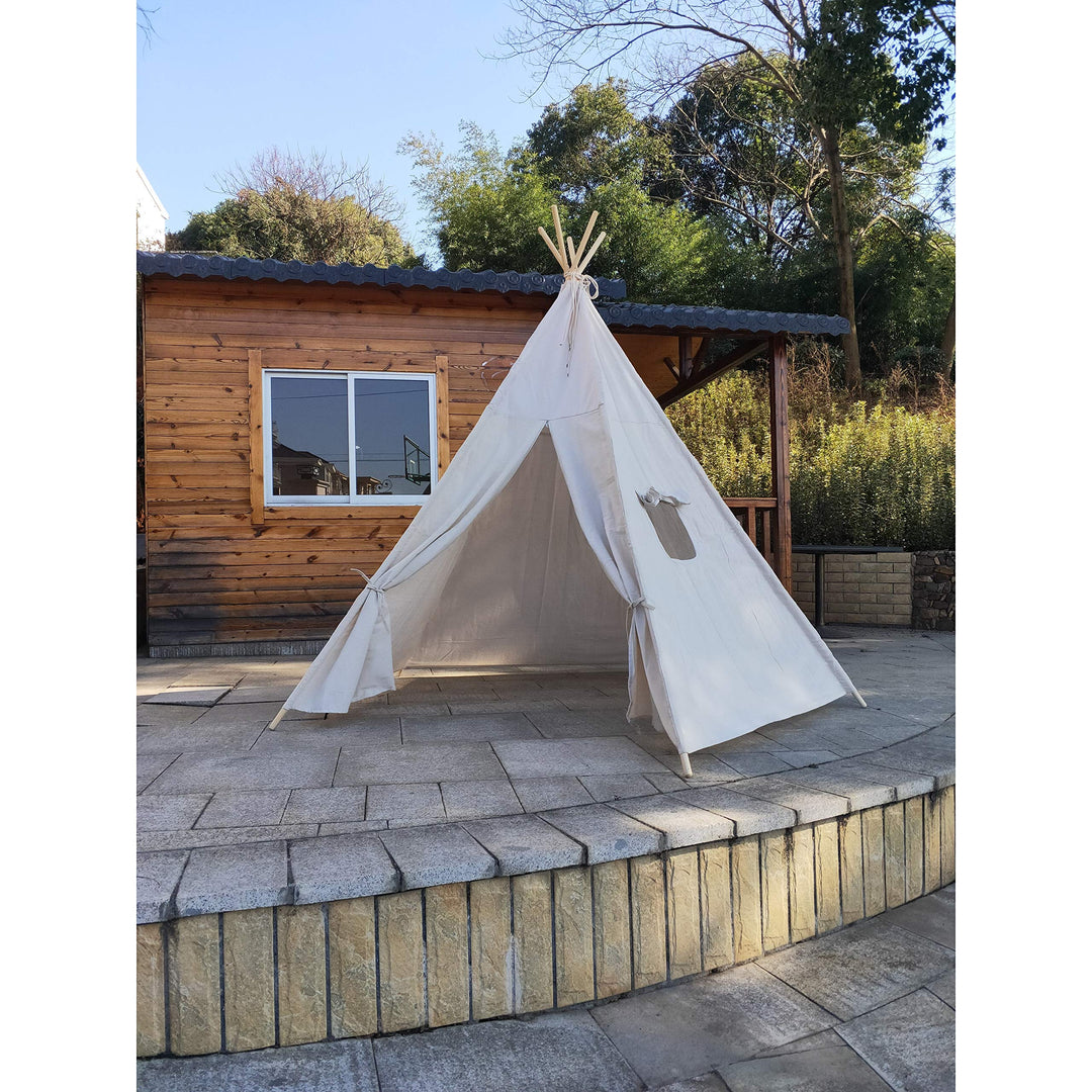 8 Ft Super Large 5pole Teepee Tent for Indoor and Outdoor 5pole8feet White - Diamond Home USA
