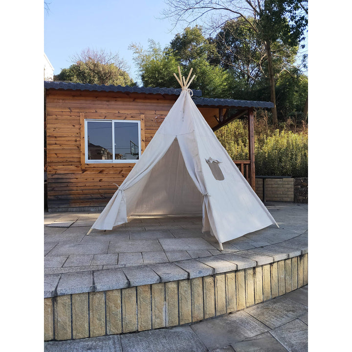 8 Ft Super Large 5pole Teepee Tent for Indoor and Outdoor 5pole8feet White - Diamond Home USA