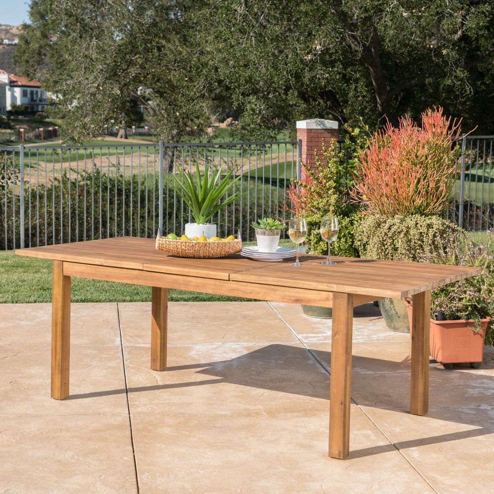 Christopher Knight Home Wilson Outdoor Expandable Acacia Wood Dining Table Teak - Diamond Home USA