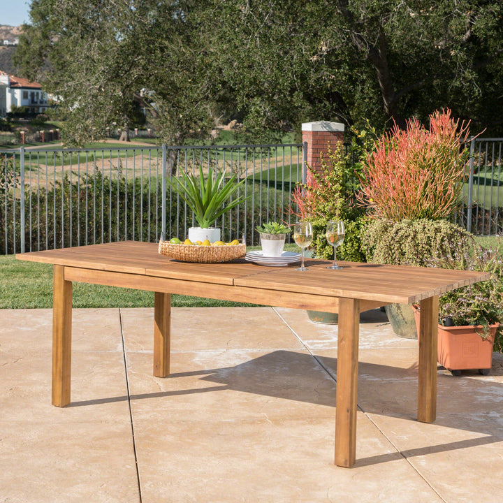Christopher Knight Home Wilson Outdoor Expandable Acacia Wood Dining Table Teak - Diamond Home USA