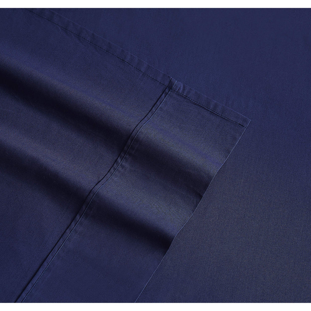 Brooklyn Loom Solid Cotton Percale Sheet Set King Navy - Diamond Home USA