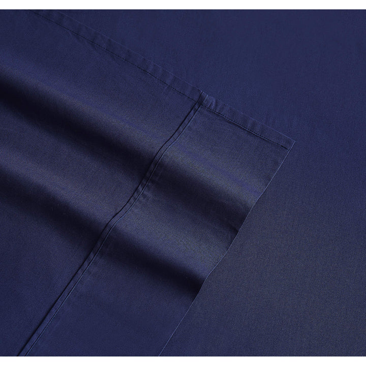 Brooklyn Loom Solid Cotton Percale Sheet Set King Navy - Diamond Home USA