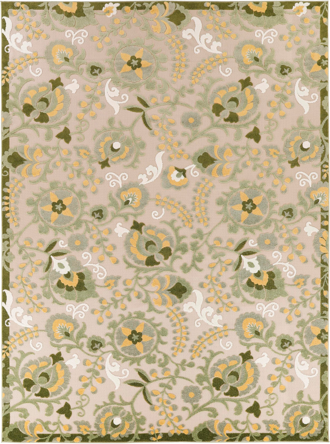5'3 x 7'5 Indoor Outdoor Floral Color Area Rug Polypropylene