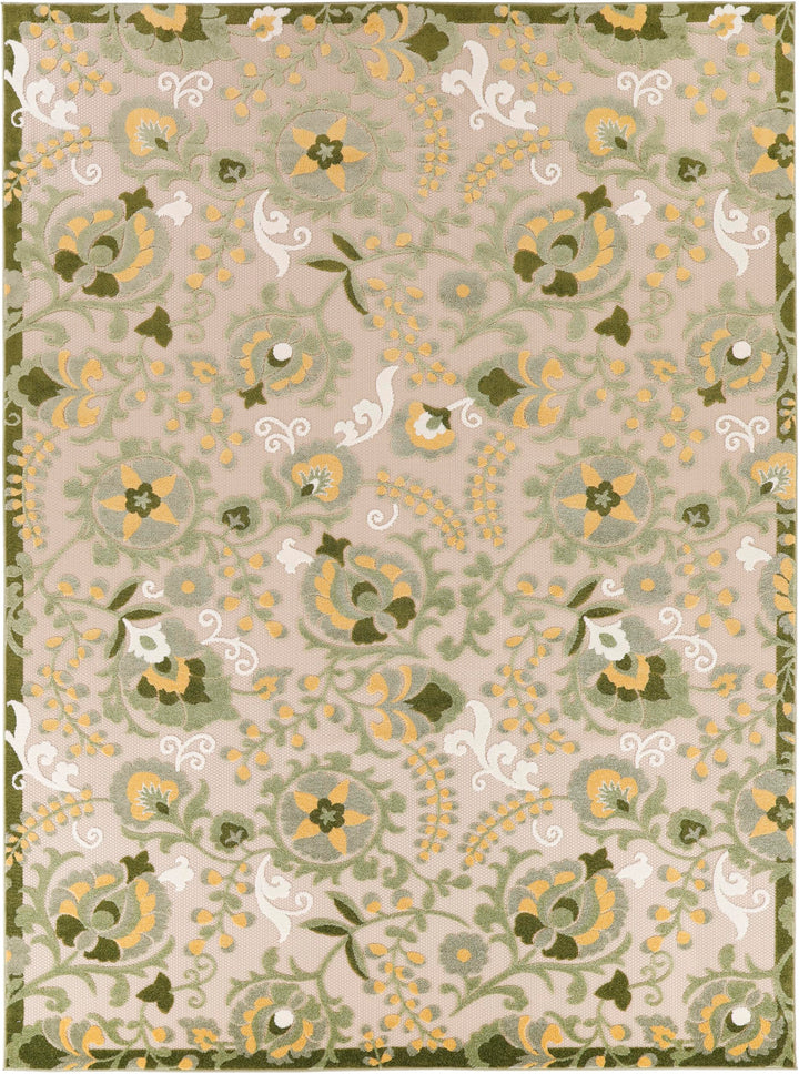 5'3 x 7'5 Indoor Outdoor Floral Color Area Rug Polypropylene