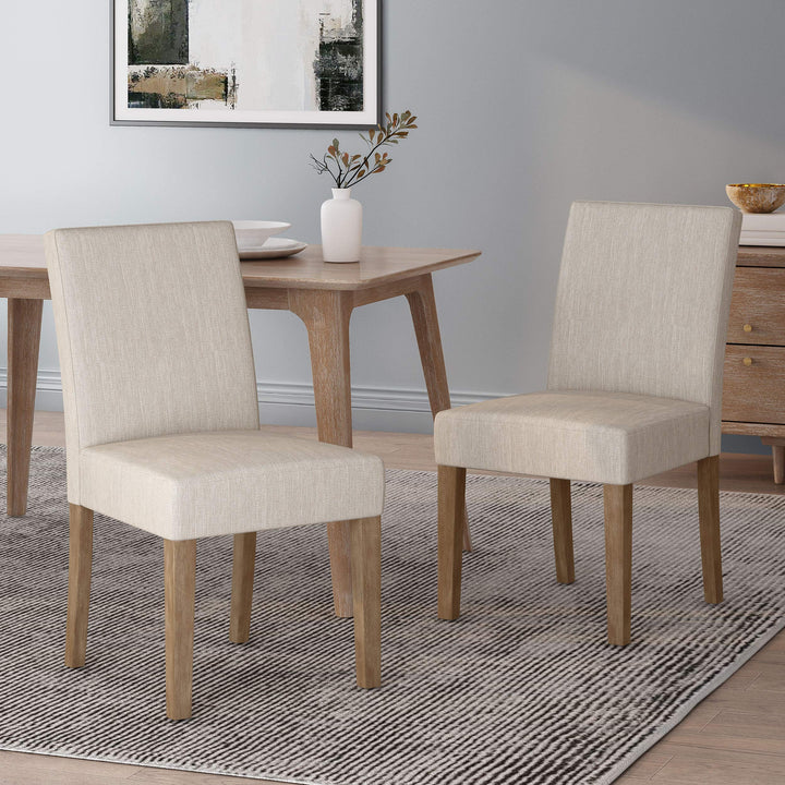 Christopher Knight Home Kuna Contemporary Upholstered Dining Chair (Set of 2) Beige + Weathered - Diamond Home USA