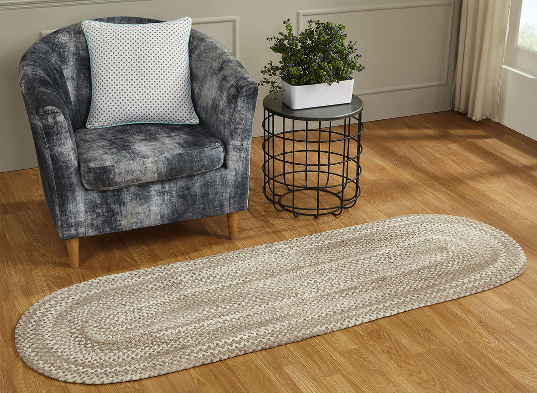 Better Trends Ombre Area Rug 24" x 72" Runner Reversible and Durable 100% Soft 2' x 6' Oval - Beige