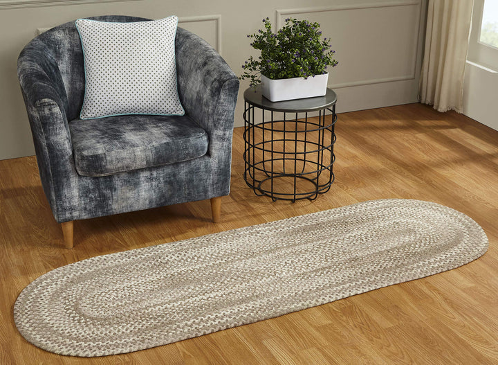 Better Trends Ombre Area Rug 24" x 72" Runner Reversible and Durable 100% Soft 2' x 6' Oval - Beige