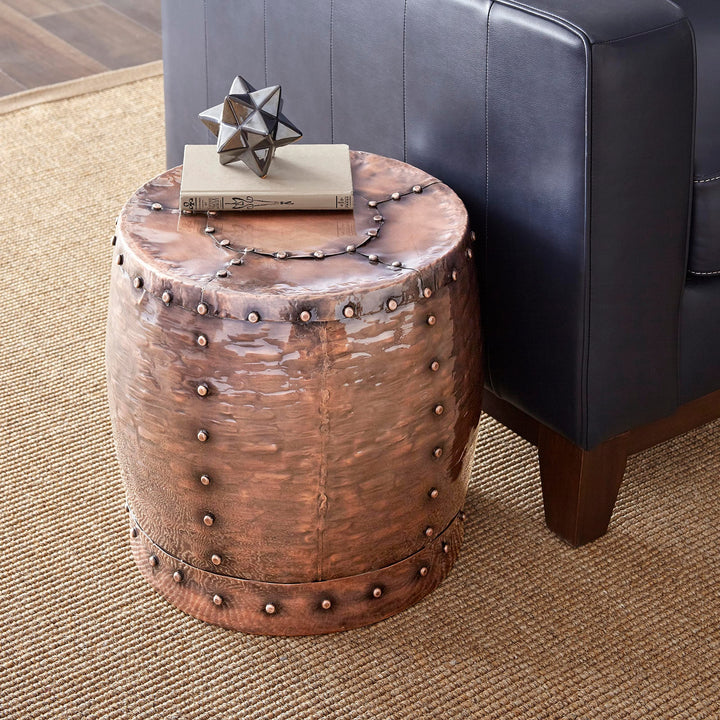 Greyson Living Chatra Antiqued Copper Iron Round End Table by