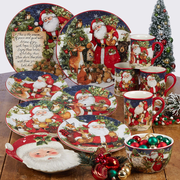 Magic Of Christmas Santa 6-inch Canape/luncheon Plates (Set Of 4) Green Multi - Diamond Home USA