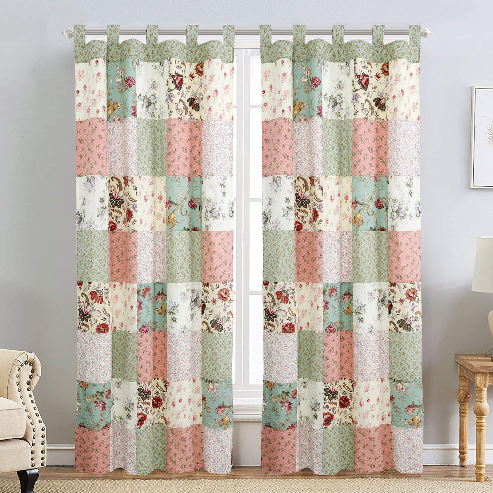 Floral Vine Country Cottage Flower Garden Patchwork Window Curtain - Diamond Home USA