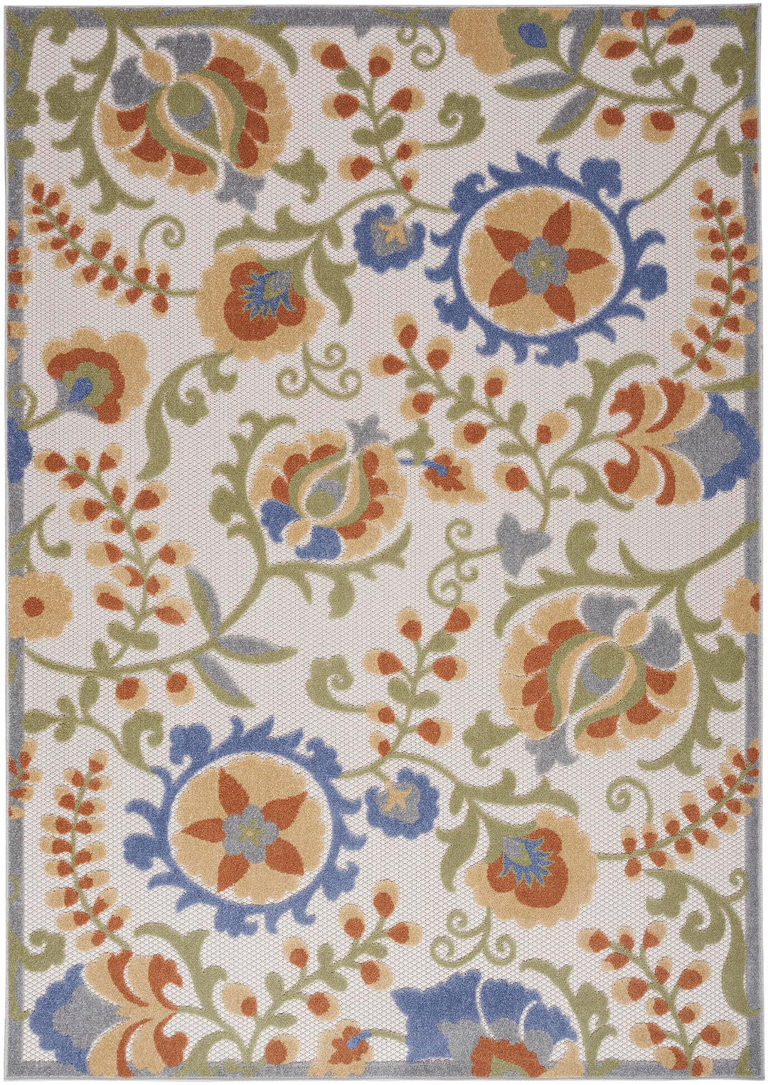 5'3 x 7'5 Indoor Outdoor Floral Color Area Rug Polypropylene