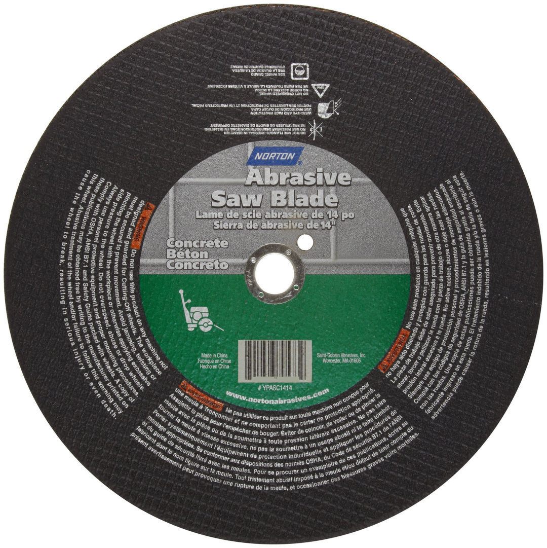 Norton Concrete High Speed Reinforced Abrasive Cut-off Wheel Type 01 Silicon