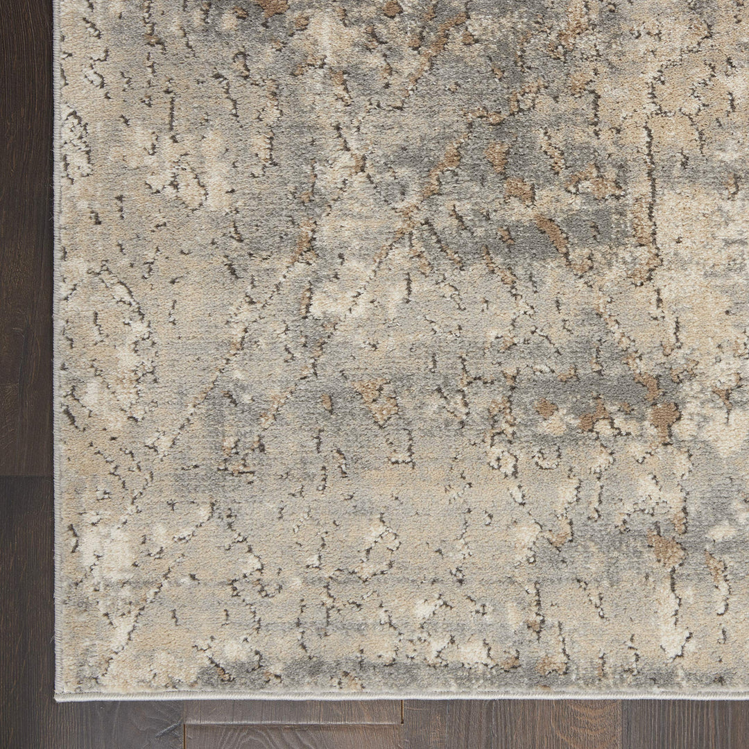 Nourison Concerto Abstract Beige/Grey 6'7" x 9'6" Area -Rug Easy -Cleaning Non - Diamond Home USA