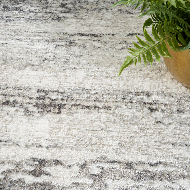 Nourison Glam Abstract Cream Grey 3'11" x 5'11" Area Rug Easy Cleaning Non - Diamond Home USA