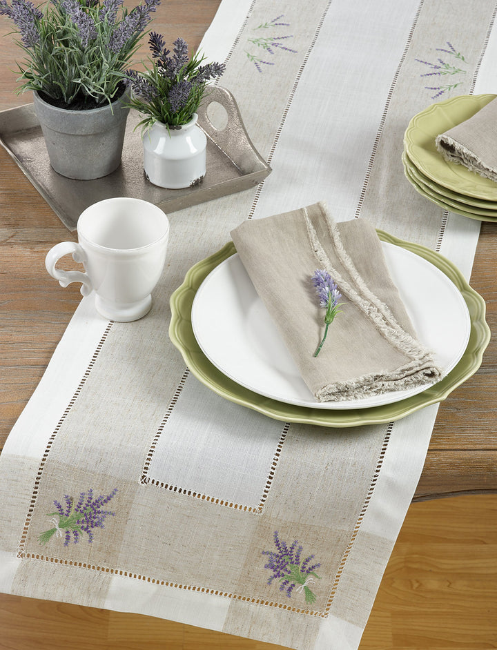 SARO LIFESTYLE Hommage Brodé Collection Table-Toppers 15" x 70" Ivory - Diamond Home USA