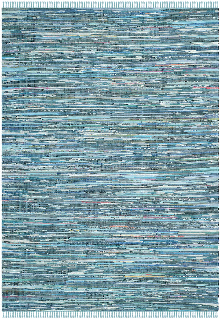 SAFAVIEH Rag Rug Collection Area Rug - 6' x 9' Blue & Multi Handmade Boho Stripe - Diamond Home USA